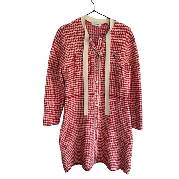 Sandro Edmee Tie Collar Tweed Dress - Picture 5 of 10